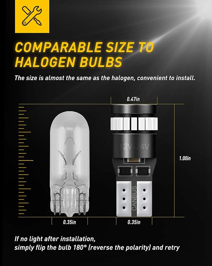 AUXITO Brilliant Red 194 LED Bulbs 168 2825 W5W T10 Wedge LED Replacement Light Kit for Car Dome Map Door Parking License Plate Marker Lights, Pack of 10