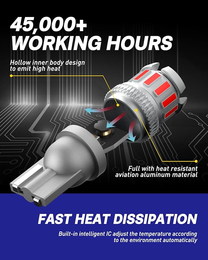 AUTOONE 194 LED Bulb Red, 300% Brighter T10 168 2825 W5W LED Bulbs for License Plate Light Dome Map Door Courtesy Interior Car Lights, Pack of 2