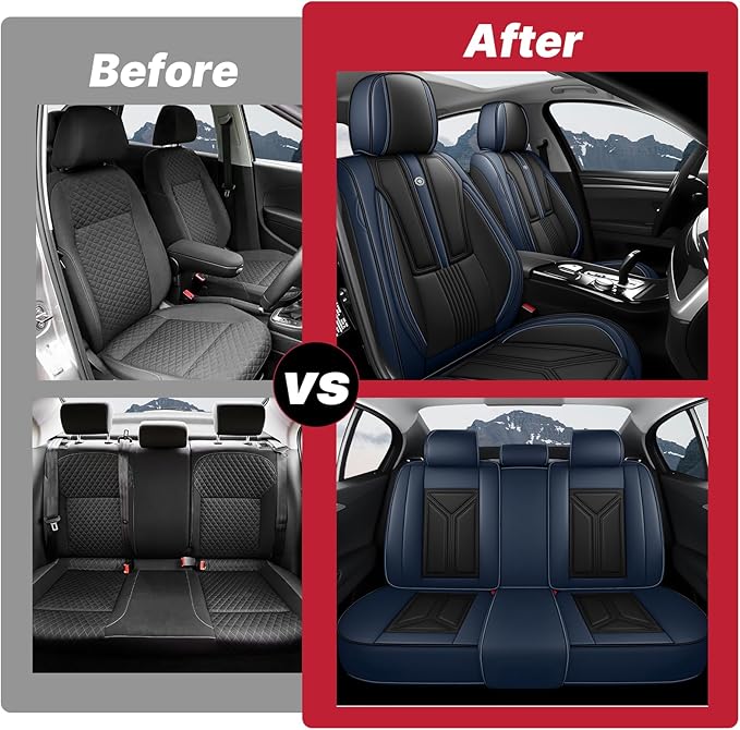 Car Seat Cover for Lexus RX 350 2007-2026,Leather Seat Cover for Car,Breathable Vehicle Cushions Cover Waterproof Protectors Seat Protector, (Full Set,Black&Blue)