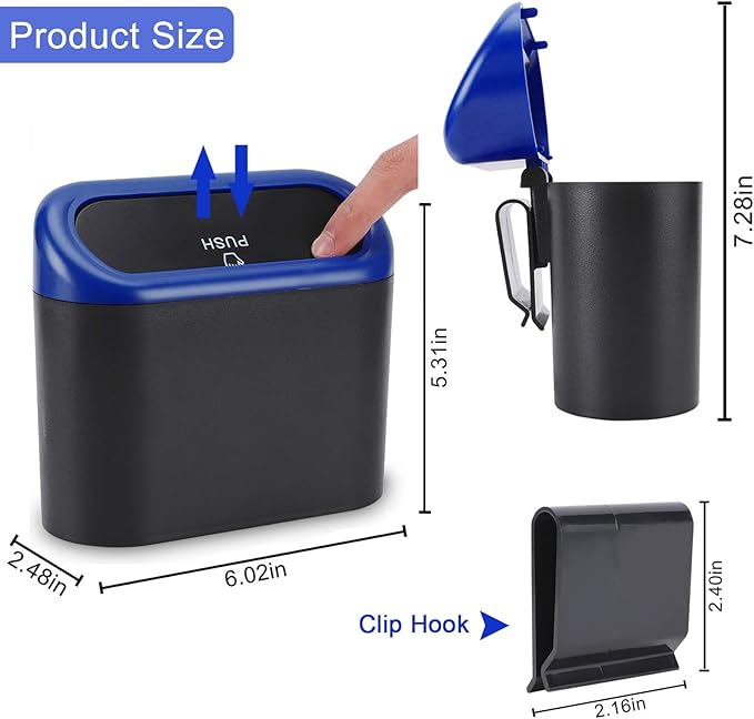 Accmor Car Trash Can with Lid, Waterproof Vehicle Trash Bin Car Dustbin Garbage Organizer Storage, 2 Pack Mini Garbage Bin Trash Container for Auto Cars, Home, Office