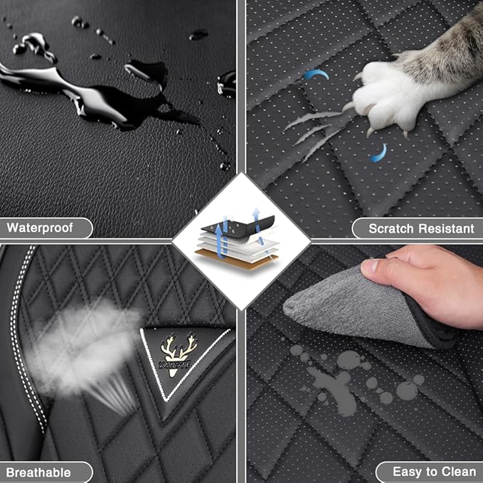 Fit for Dodge Dakota Seat Covers 2000-2011, Nappa Leather, 360° Full Protection, Thick Padding & Memory Foam, Waterproof & Stain-Resistant Car Seat Cover (Front Set,Black)