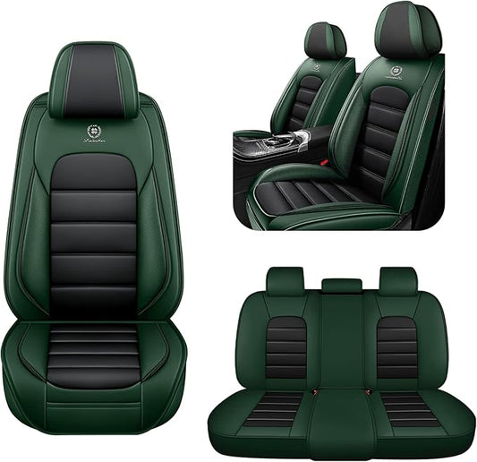 5 Seat Covers for Audi A4 2002-2026 Breathable Car Seat Covers,Anti-Slip Waterproof Car Seat Protectors with Airbag,Automotive Vehicle Cushion with Storage Pockets (Standard,Green)