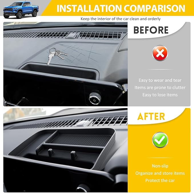 Center Console Organizer for 2023-2025 Chevy Chevrolet Colorado/GMC Canyon Dashboard Insert Tray Dash Storage Box for 2023 2024 2025 Colorado/Canyon Accessories