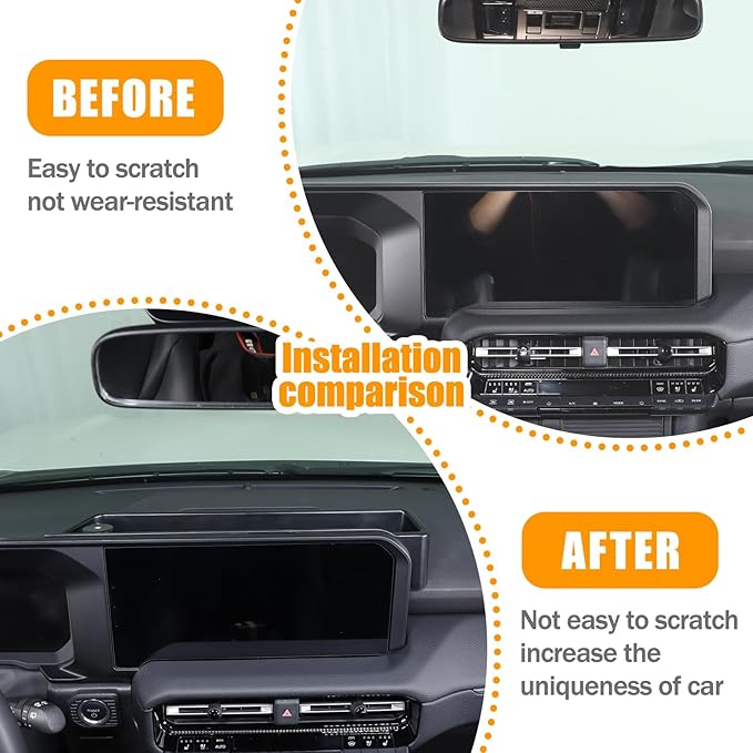 Center Console Dash Organizer Tray Compatible with Toyota Land Cruiser 250 Prado 2024 2025+ Navigation Screen Rear Insert Auxiliary Storage Box,Phone Holder Accessories (Style F (Without bracket))