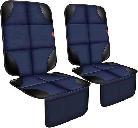 Car Seat Protector 1 Pack Car Seat Cushion Mat Thickest Padding,Waterproof 600D Fabric Car Seat Covers for Non-Slip Backing Mesh Pockets for Baby and Pet (Blue, 2 Pcs)