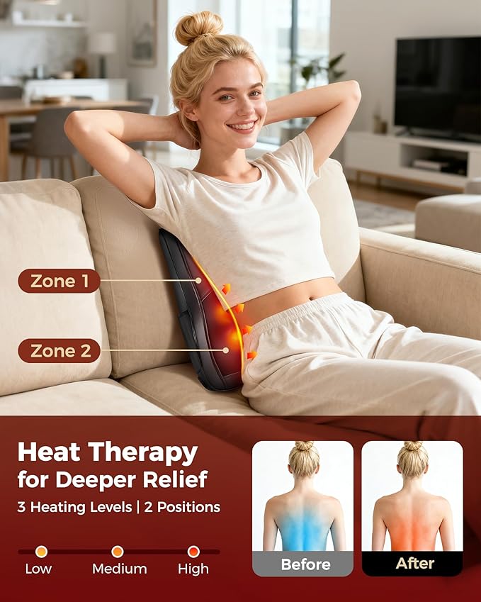 Neck Massager with Heat, Shiatsu Back and Neck Massagers, 3D Deep Tissue Massage Pillow for Back, Shoulder, Leg Pain Relief, Gifts for Mom Dad Wife, with Delicate Package & Card
