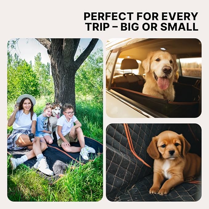 Owleys Back Seat Extender for Dogs Premium Dog Hammock for Car | Pet Cover for Dogs | Dog Covers for Cars Back Seat | (Black Standart)