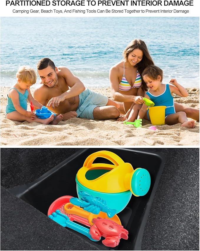 for Tesla Trunk Storage Bins Model Y Juniper 2026 2025 Refresh Rear Organizer with Lid Trunk Side Storage Box Model Y Interior Accessories TPE Waterproof Cargo Storage Bins Black 2PCS