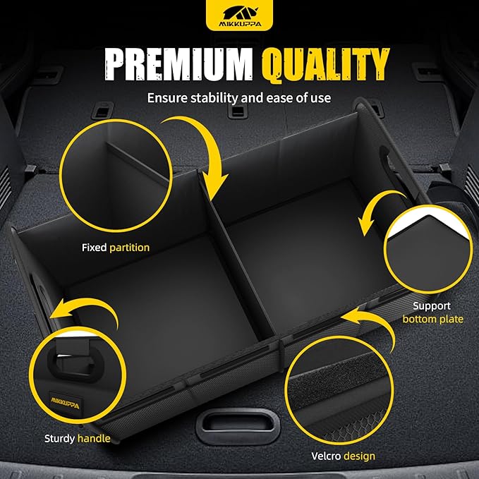 MIKKUPPA Car Trunk Organizer - 70L Collapsible Trunk Organizer for Groceries, Car Storage Organizers for SUV Auto Truck Van with Non Slip Bottom (Black)