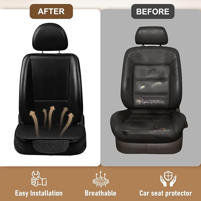 Linen Car Seat Covers for Cars - Non-Slip and Soft, 2 PCS Bottom Seat Cover Protectors with Storage Pocket, Linen Front Seat Covers Used for SUVs, Cars, Sedans (Black)