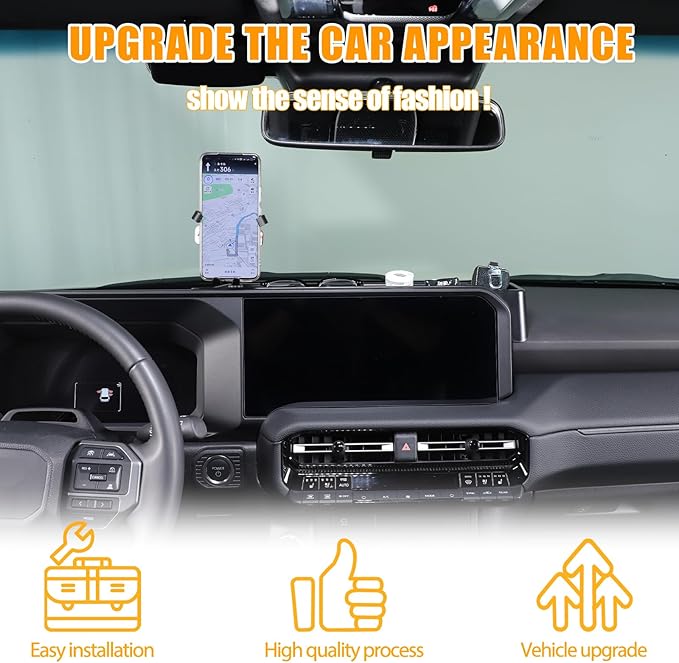 LLKUANG Center Console Dash Organizer Tray Compatible with Toyota Land Cruiser 250 Prado 2024 2025+ Navigation Screen Rear Insert Auxiliary Storage Box,Phone Holder Accessories (Style C)