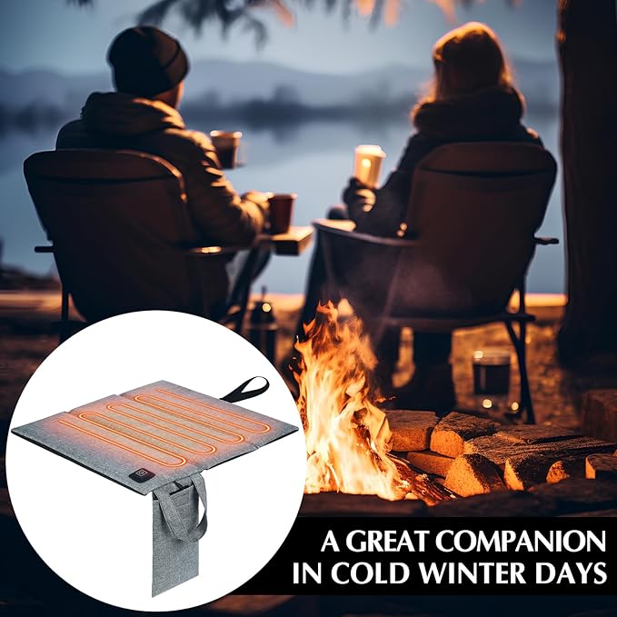 2 Pcs Portable Foldable Heated Seat Cushion Stadium Seat Heating Cushion Pad USB Z Waterproof 3 Mode Adjustable Heated Chair Pad for Indoor Outdoor Sports, Power Bank Not Included