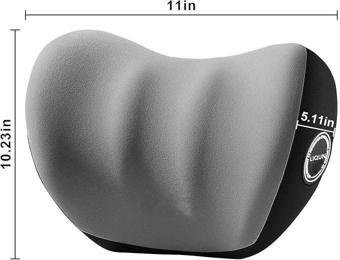 LIQUN Memory Foam Car Neck Pillow, Neck Support Pillow, Neck Support Pad Pain Relief, Adjustable Belt and Breathable Detachable, Suitable for Most Car Pillows Grey