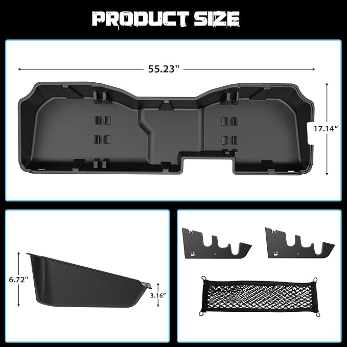 Underseat Storage Compatible with 2014-2018 Chevy Silverado/GMC Sierra Crew Cab 1500(Inclu.2019 Ld/Lt)& 2015-2019 2500 3500 HD, Upgraded Rear Under Seat Organizer Cargo Box
