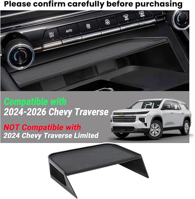Carwiner Center Console Organizer Tray Compatible with 2024-2026 Chevy Traverse Accessories, Console Storage Box Compartment Tray（Not Compatible with 2024 Chevy Traverse Limited）