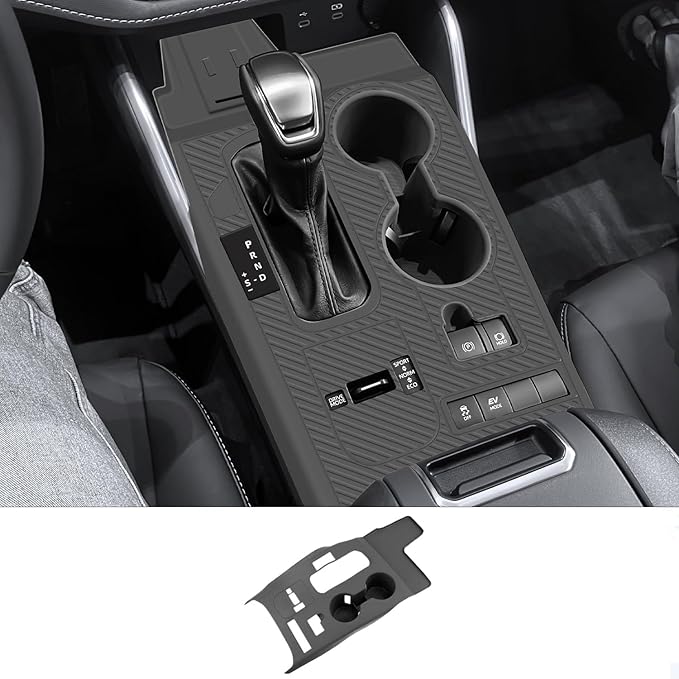Temmis Center Console Silicone Organizer Wrap for Toyota Highlander 2026 (Hybrid Version), Full-Wrap Center Consel Electrostatic adsorption Cover for Toyota Highlander-Black