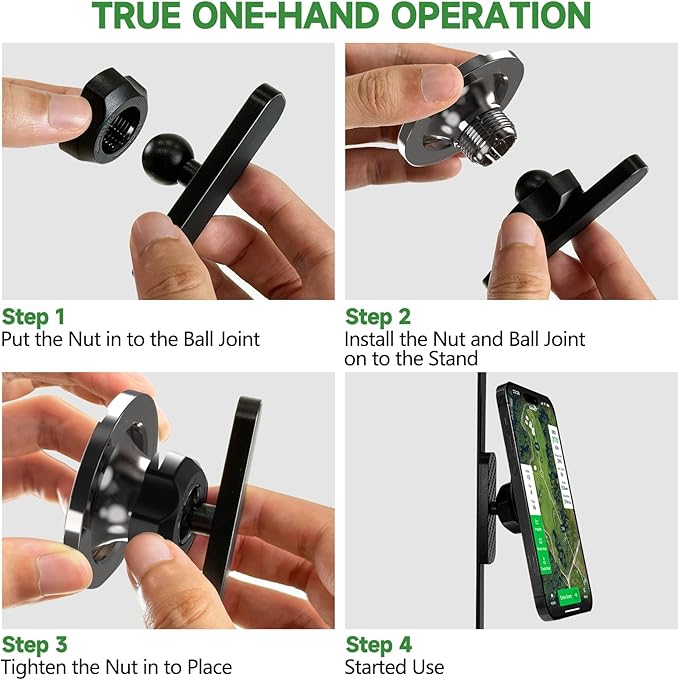 Magnetic Golf Cart Phone Holder Mount - Universal Compatible with MagSafe iPhone 17/16/15/14/13/12, N52 Super Strong Magnet (lron Gray)