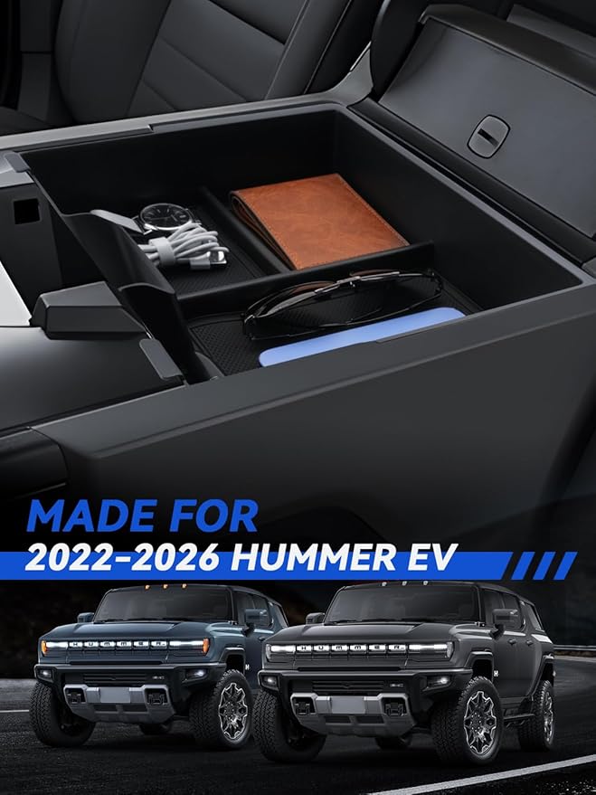 for Hummer Center Console Organizer 2022 2023 2024 2025 2026 GMC Hummer EV Accessories Armrest Tray Middle Storage Box Insert Container Durable ABS Plastic