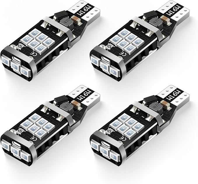 912 921 LED Bulb for Backup Reverse Lights, 2835 15-SMD Chipsets Error Free 300% Super Bright 906 922 W16W T15 LED Lights - (Pack of 4, Blue)