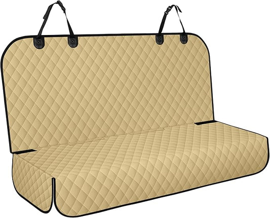 Backseat Cover for Dogs, Waterproof and Non-Slip Pet Bench Seat Covers, Car Seat Protector for Back Seat, Universal Size Rear Car Seat Cover Fits Cars, Trucks and SUVs, L-Khaki&Black