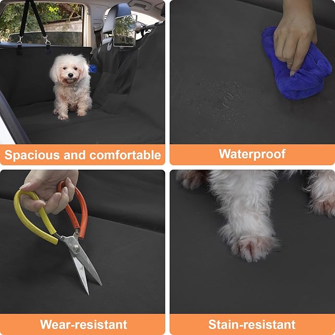 Furri&Me Dog Car Seat Cover, Back Seat Cover for Dogs Pet Car Seat Protector 400lbs Capacity Waterproof Non-Slip Bench Hard Bottom Car Seat Cover for Most Cars Trucks SUVs(Black)