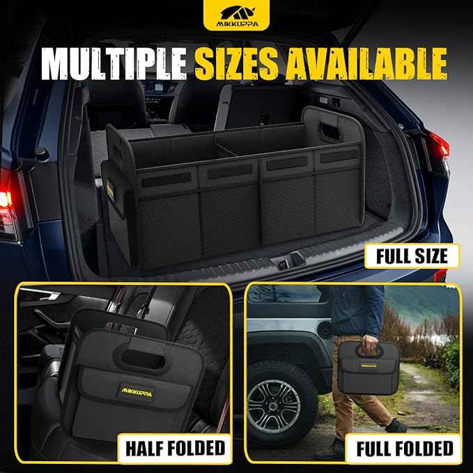 MIKKUPPA Car Trunk Organizer - 70L Collapsible Trunk Organizer for Groceries, Car Storage Organizers for SUV Auto Truck Van with Non Slip Bottom (Black)
