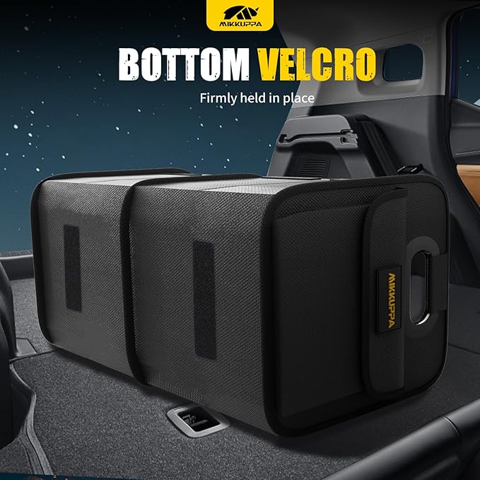 MIKKUPPA Car Trunk Organizer - 75L Collapsible Trunk Organizer for Groceries, Trunk Storage Organizers for SUV Auto Truck Van with Non Slip Bottom (Black)