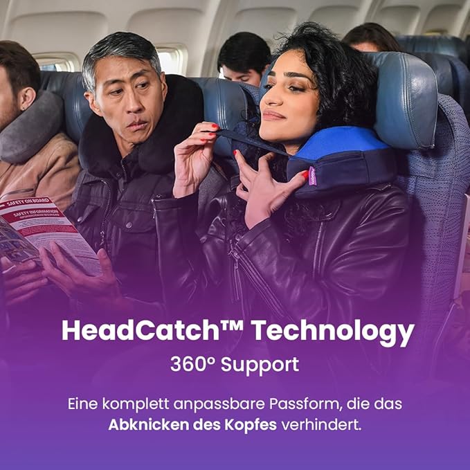 Cabeau Travel Neck Pillows for Airplanes – The Neck’s Evolution, TNE S3 – Supportive Memory Foam Design for Long Haul Flights – Attachable Seat Straps and 360° Support (Berlin Grey)