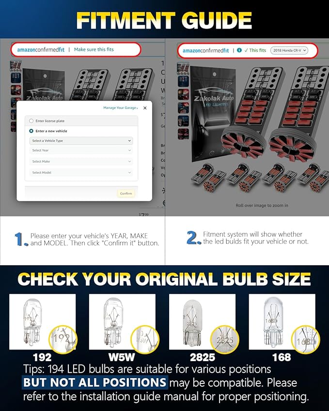 10Pcs 194 T10 168 W5W 2825 LED Bulb, Super Bright LED Car Interior Dome Map Camper RV License Plate Light Bulbs, Upgraded 25-SMD 3014 Chipsets 12V 400LM Brilliant Red