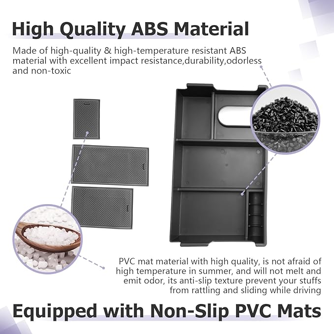 LUWU Tundra & Sequoia Center Console Organizer for 2007-2017 2018 2019 2020 2021 Toyota Tundra & Sequoia Accessories Armrest Console Storage Box Insert Tray ABS Material Black