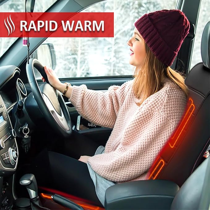 Buybai 2 Pack Car Seat Covers Set Universal Car Seat Cover Comfortable Leather Seat Cushion Automatic Seat Protector Fit SUV Truck Van (2PCS Black)