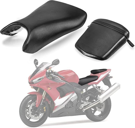 PSLER Front Rider Driver and Rear Passenger Seat Pillion Cushion For Yamaha YZF R6 2003 2004 2005
