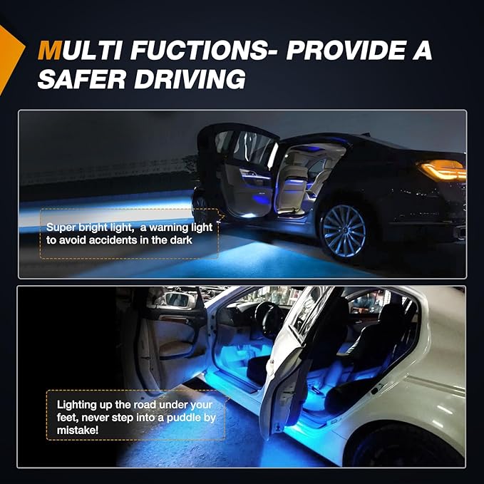 Nilight 2PCS LED Interior Door Panel Light Courtesy Warning Lights Aqua Beam Plug and Play Compatible with BMW 1 3 5 6 7 Series Z4 X3 X5 X6 E82 E88 E90 F03 E60 F10 E65 E66