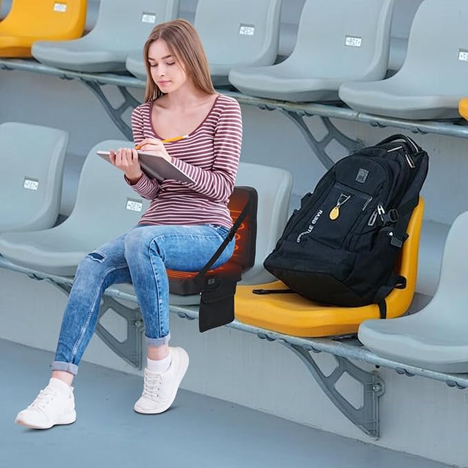 Nice C Heated Stadium Seat with Battery, Heated Seat Cushion, Heated Bleacher Seat, Stadium Seat with Back, Foldable and Lightweight, Thick Padded with Carry Handle, Power Bank Included (1 Pack)