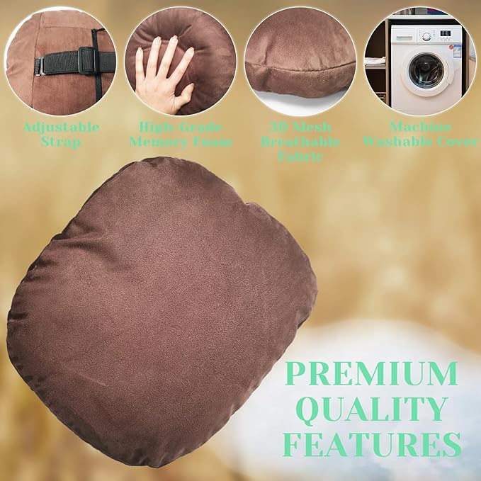 1 Pack Universal Car Headrest & Neck Support Pillow Soft Auto Seat Headrest Neck Rest Cushion for Driving with Adjustable Strap, Memory Cotton and Removable Cover, Ergonomic Design Brown