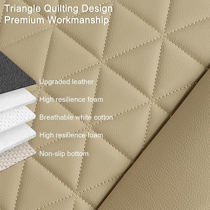 Black Panther Luxury Polyvinyl Car Seat Cover Front Bottom Seat Cushion Cover, Anti-Slip and Wrap Around The Bottom, Fits 95% of Vehicles - 1 Piece,Beige