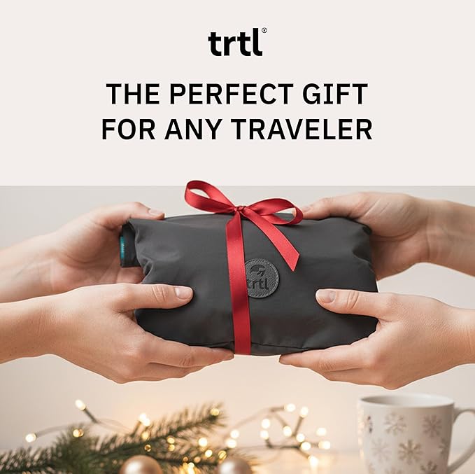 trtl Pillow - Scientifically Proven, Super Soft Neck Support Travel Pillow for Airplanes - Lightweight and Machine Washable - Ergonomic Design for Traveling on Flights, Cars, and Trains - Black