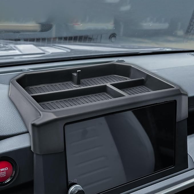 TACOBRO Dash Organizer Tray for 2024 2025 2026 Toyota Tacoma (4th Gen) & 2025 2026 4Runner (6th Gen), ABS Console Organizer with Anti-Slip Mat, 8" Screen Compatible Accessories