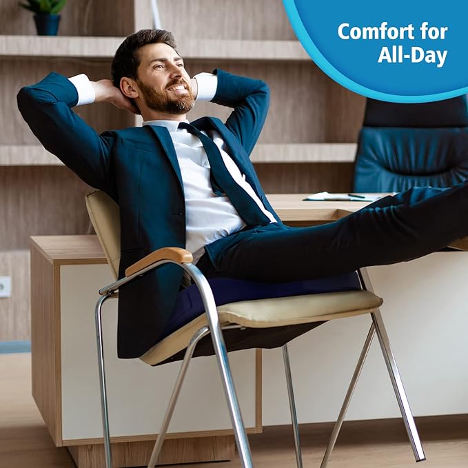 CloudBliss Gel Seat Cushion - Cooling Gel Enhanced, Memory Foam, Ergonomic Seat Cushion for Long Sitting for Office, Game, Car, Airplane (X-Large, Blue)