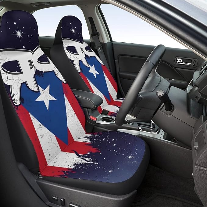2 Pcs Premium Blue Flag Car Seat Cover, Breathable & Washable Car Seat Covers Full Sets, Fashionable Printed Seat Covers for Cars Interior, Universal Fit for Most Cars, Sedan, Truck, SUV