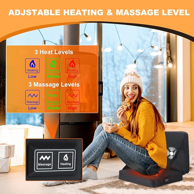 Nice C Heated Seat Cushion, Heated Stadium Seat, Heated Bleacher Seat, Stadium Seats for Bleacher, Massage Stadium Seat Cushion with Back Support, with Power Bank, Carry Handle&Compartment (2 Pack)