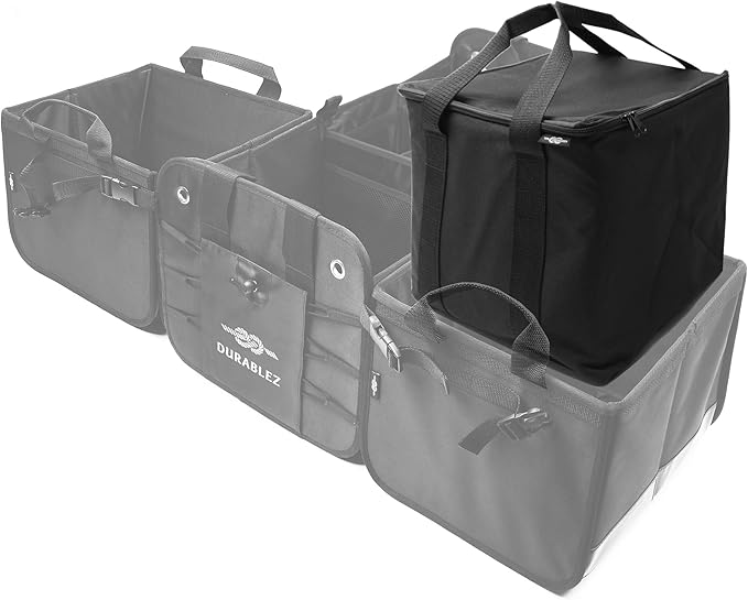 Insulated Car Trunk Cooler – Thermal Bag for Groceries & Travel, Leak-Resistant, Fits Trunk Organizer Compartments, Heavy Duty 1680D – Black