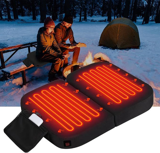 Extra Wide Heated Seat Cushion with 10000 mAh Mobile Bank Pack, Foldable Heated Stadium Seats for Bleacher, Portable Heating Pad Stadium Seat Cushion, USB Heating Seat Pad for Stadium Camping