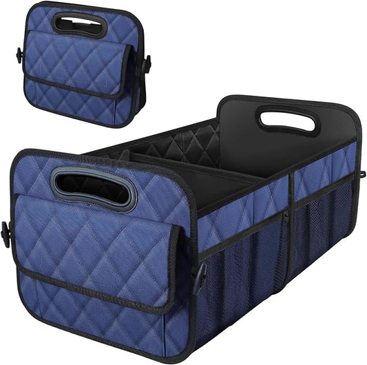 Deosk Car Trunk Organizer for SUV, Car Organizers and Storage with 6 Pocket, Car Accessories for Women/Men 50L Waterproof Polyester Trunk Organizer(Medium, Dark Blue)