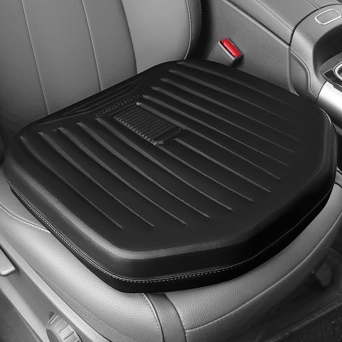 CAR PASS Premium Leather Car Seat Cushion, Comfort Memory Foam Driver Seat Cushion for Long Driving, Waterproof Non-Slip Seat Cushions for Cars, Truck, SUV, Office Chairs, Stadium, Black