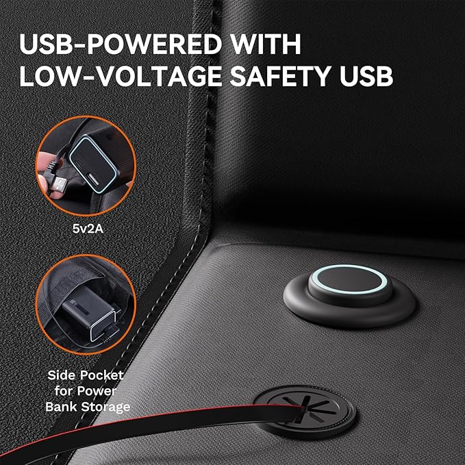 Stadium Heated Seat with Backrest and Thickened Sponge Cushion, Ultra-Portable Bleacher Seat, Foldable Stadium Chair, 3-Level Heating