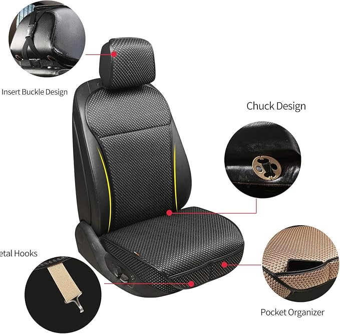 Auto Newer Luxury Breathable Car Seat Cover Fit Four Seasons, Universal Front of Car Seat Cushions, Bottom Seat Covers of Full Wrapped Edge,Universal Fit for 95% Cars,SUV,Pickup(Black，1PCS)