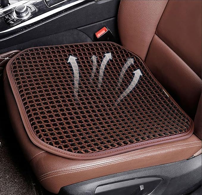 New Summer Vented Cooling Air Mesh Seat Cushion Pad for Car,Universal Ventilated Breathable Seat Cover Fits Car SUV Truck Van Pickup of Driving Seat for Men Women (Brown-SeatCushion-1PCS)