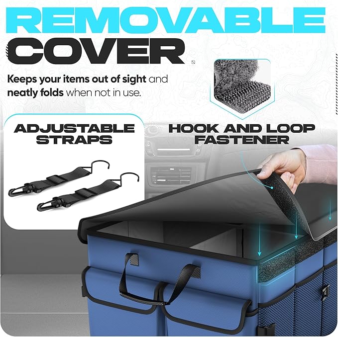 FORTEM Trunk Organizer For SUV Car Trunk Organizer, Foldable Storage, Car Accessories for Women Men, Collapsible Bag, Perfect Christmas Gifts, 600D Oxford, Non Slip Bottom, Straps, Soft Cover (85L)