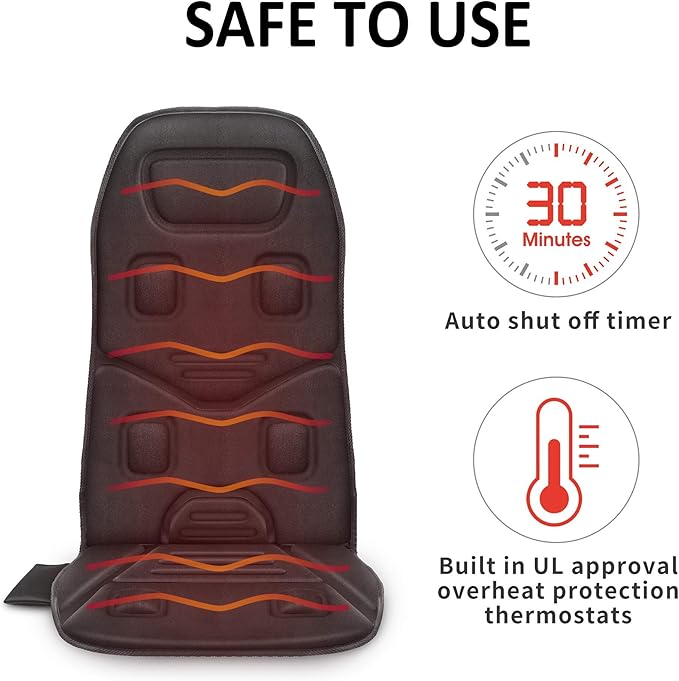 COMFIER Back Massager for Chair – Upgraded Vibration Chair Massager, Deep Tissue Back Massager for Pain Relief, Massage Chair Pad with Graphene Heating,Gifts for Dad Mom Men Women
